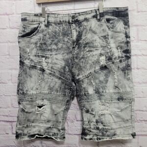 Rock‎ Salt Distressed Moto Denim Shorts Mens 46 Acid Wash Biker Punk Y2K Grunge